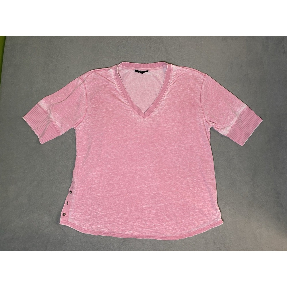 Jane+Delancey Women's XL "Vintage Look" V Neck Pink T Shirt Granola Girl Beachy